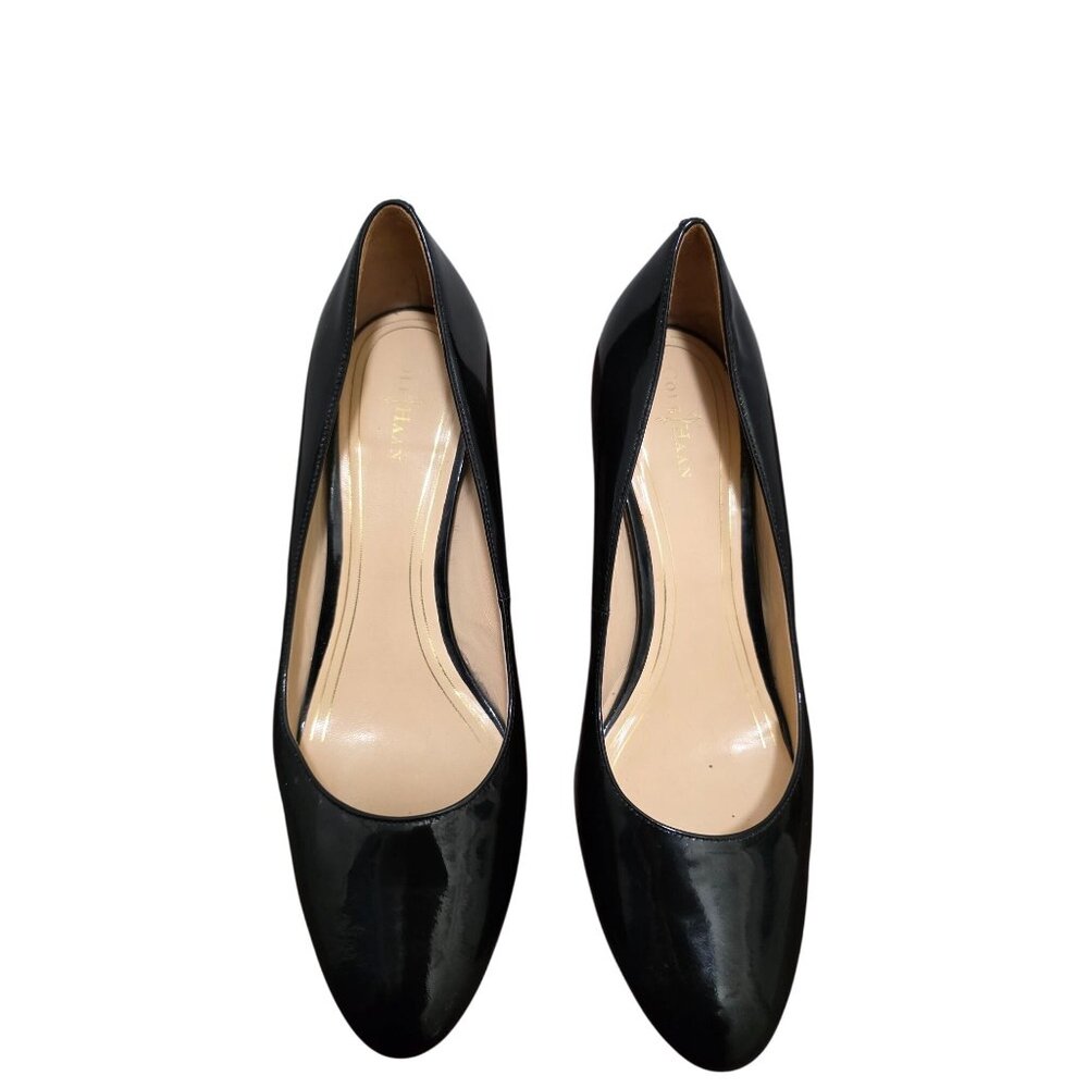 Cole Haan Black Patent Leather High Heel Pumps Women's Size 9.5B Classic Round T